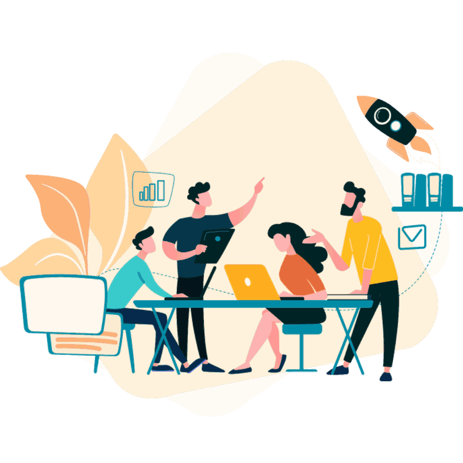 Illustration of a team planning a digital project together